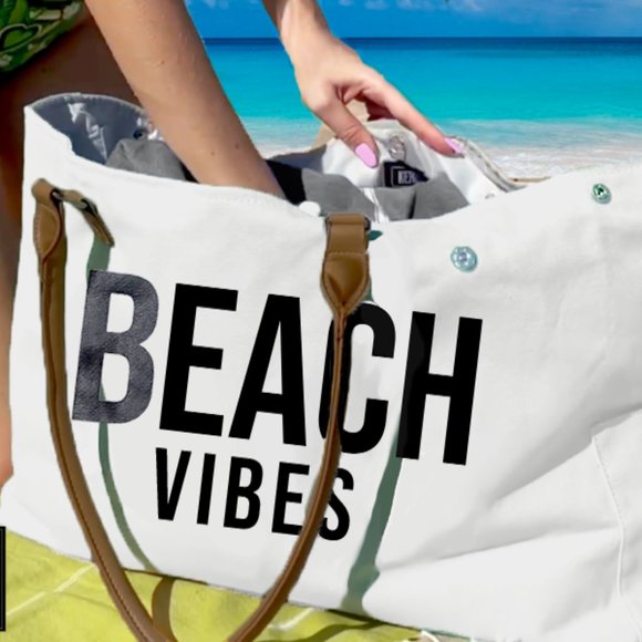 KEHO "Beach Vibes" Beach Bag (White) - Picture 4 of 12